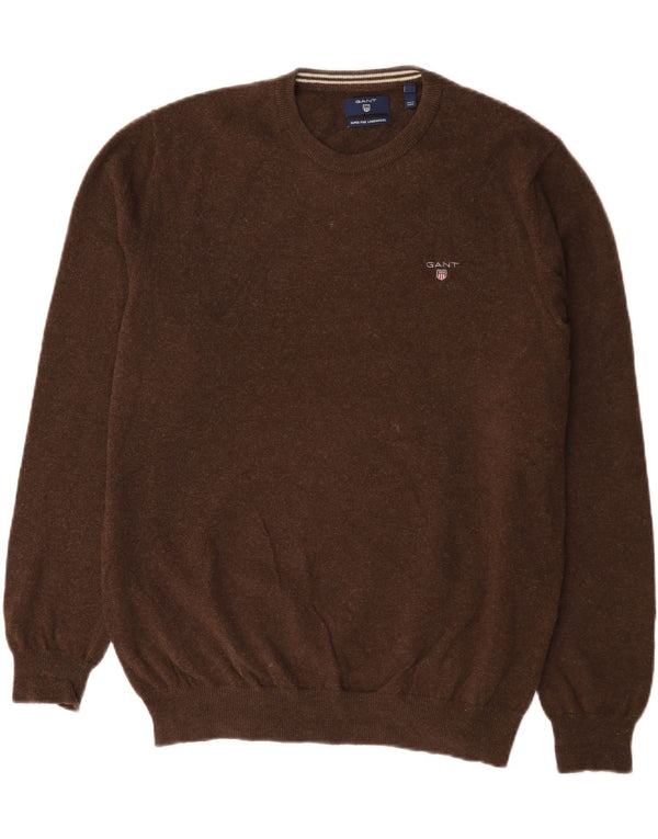 Gant Herre Crew Neck Jumper Sweater XL Brun lammeuld