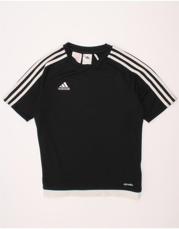 ADIDAS Boys Climalite T-Shirt Top 11-12 år Sort Colourblock Polyester