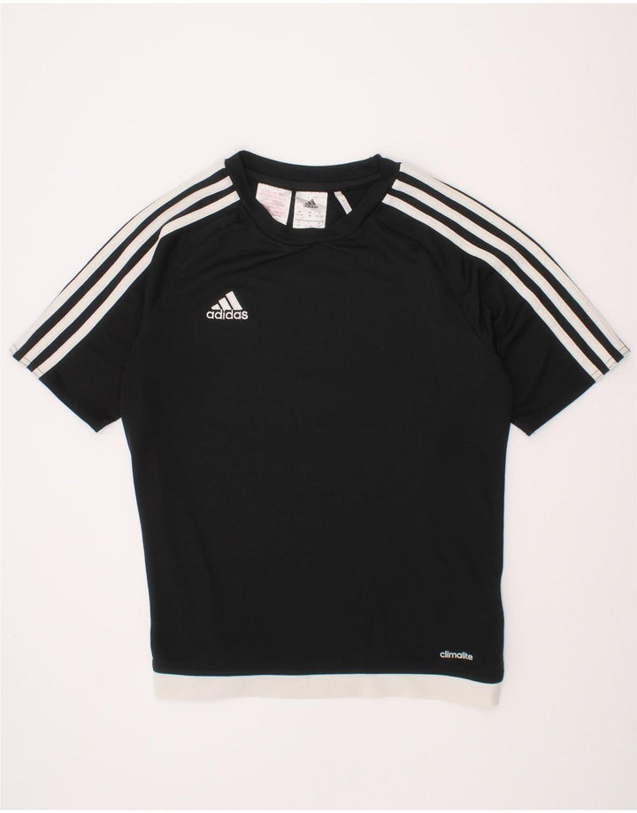 ADIDAS Boys Climalite T-Shirt Top 11-12 år Sort Colourblock Polyester