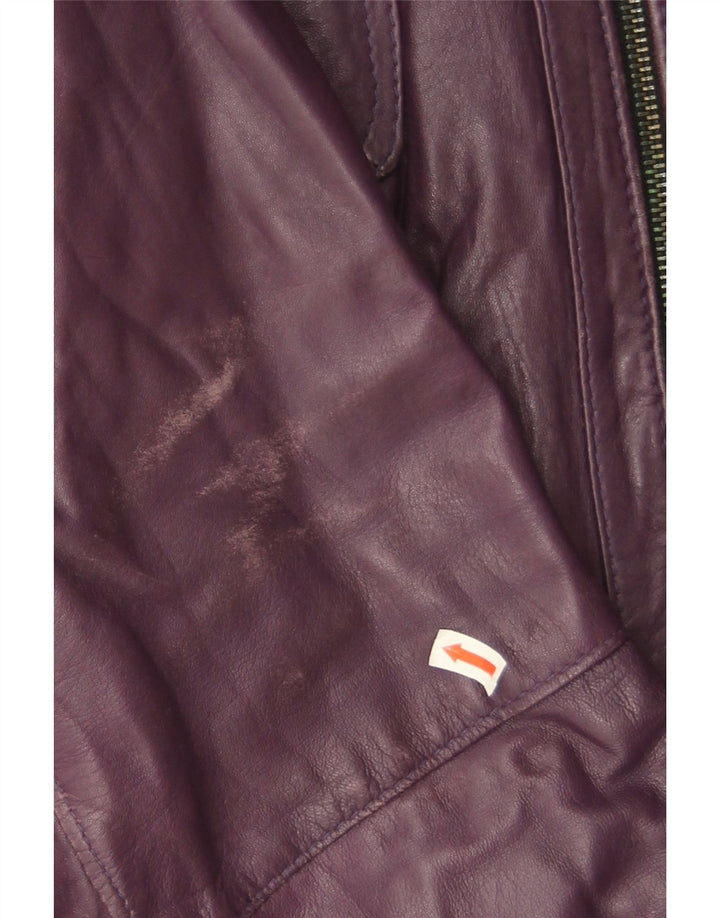 Rinascimento Womens Crop Læderjakke UK 14 Large Purple Læder
