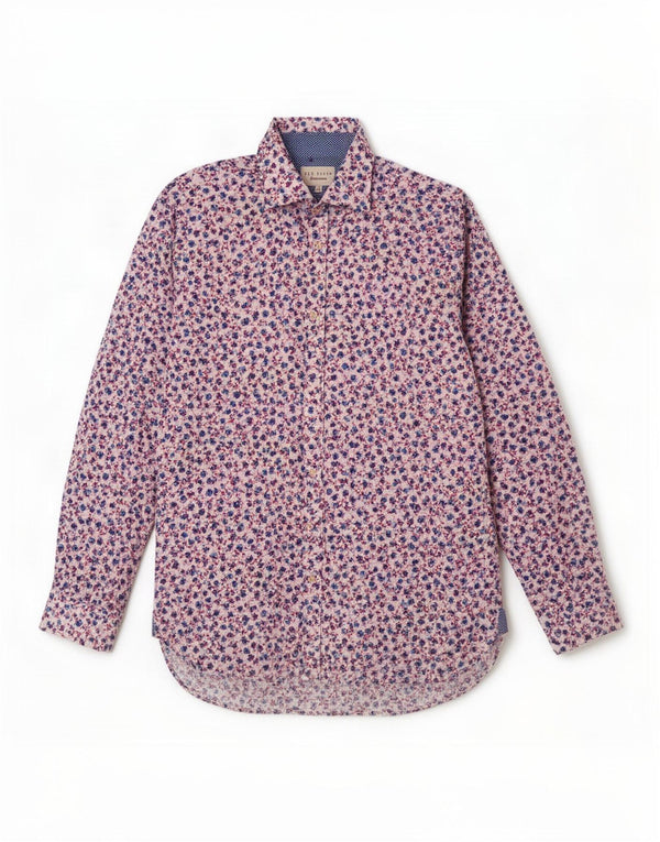 Ted Baker herreskjorte str. 17 XL Hvid blomstret bomuld