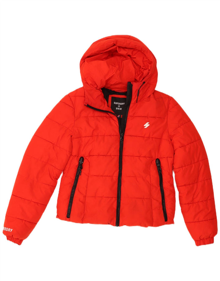 Superdry Polstret hættejakke til kvinder UK 12 Medium Rød Polyester