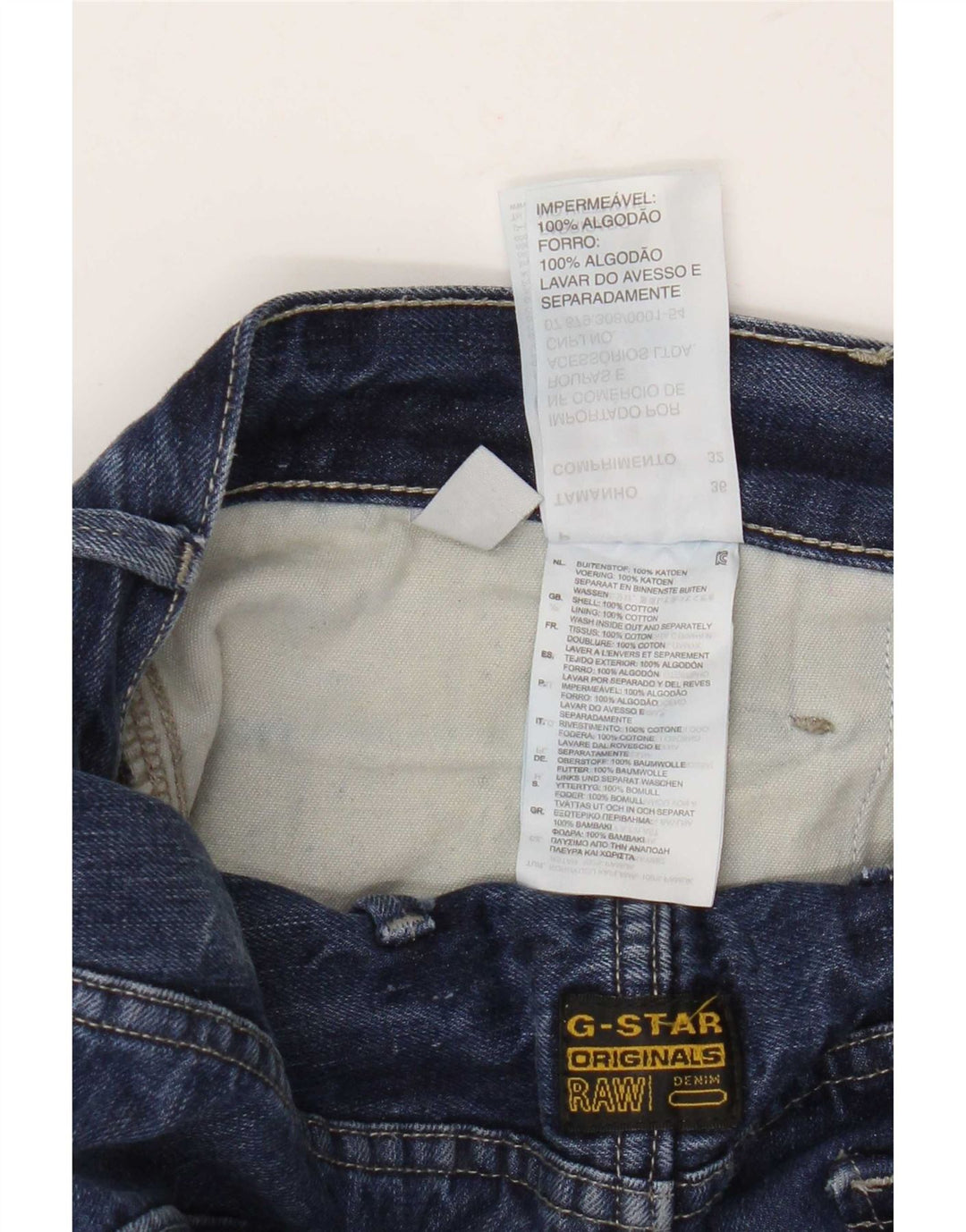 G-Star Straight Jeans til mænd W36 L32 Blå Patchwork Bomuld