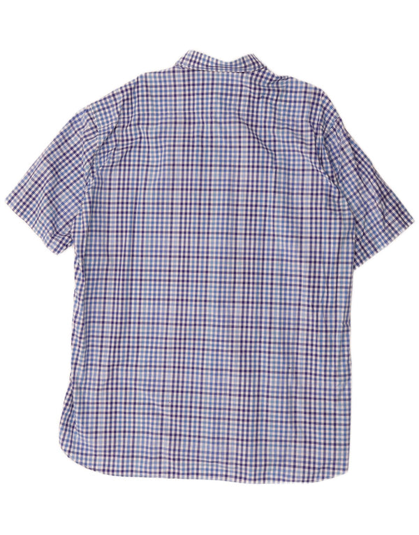 Paul & Shark Herre kortærmet skjorte Størrelse 46 2XL Blå Gingham Cotton