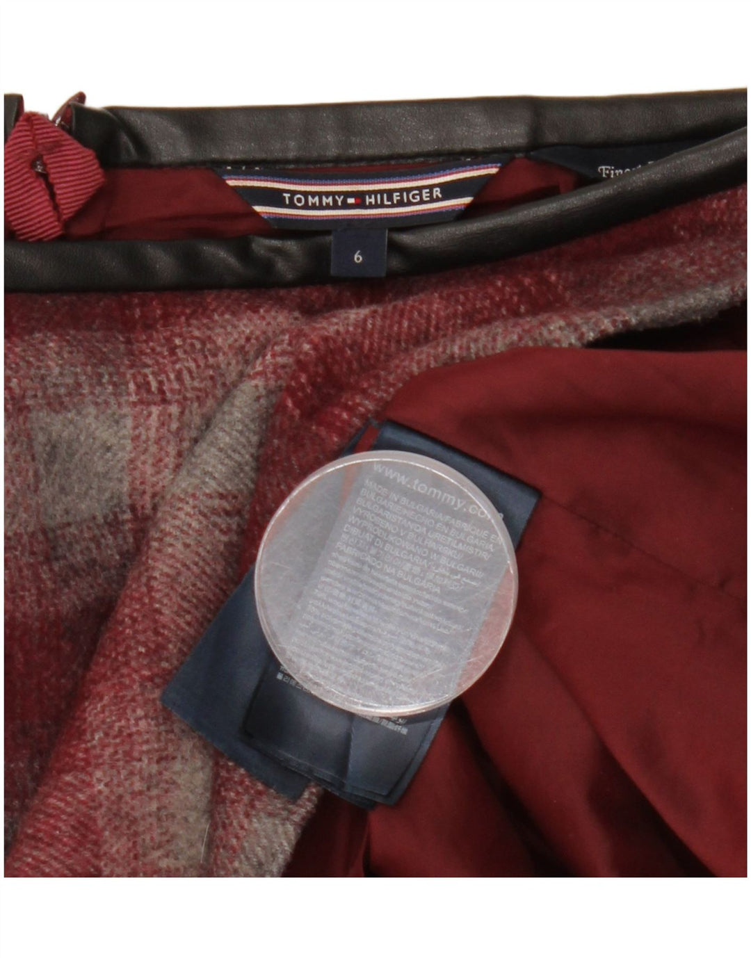 Tommy Hilfiger Dame Mini-nederdel US 6 Medium W30 Bourgogne ternet uld