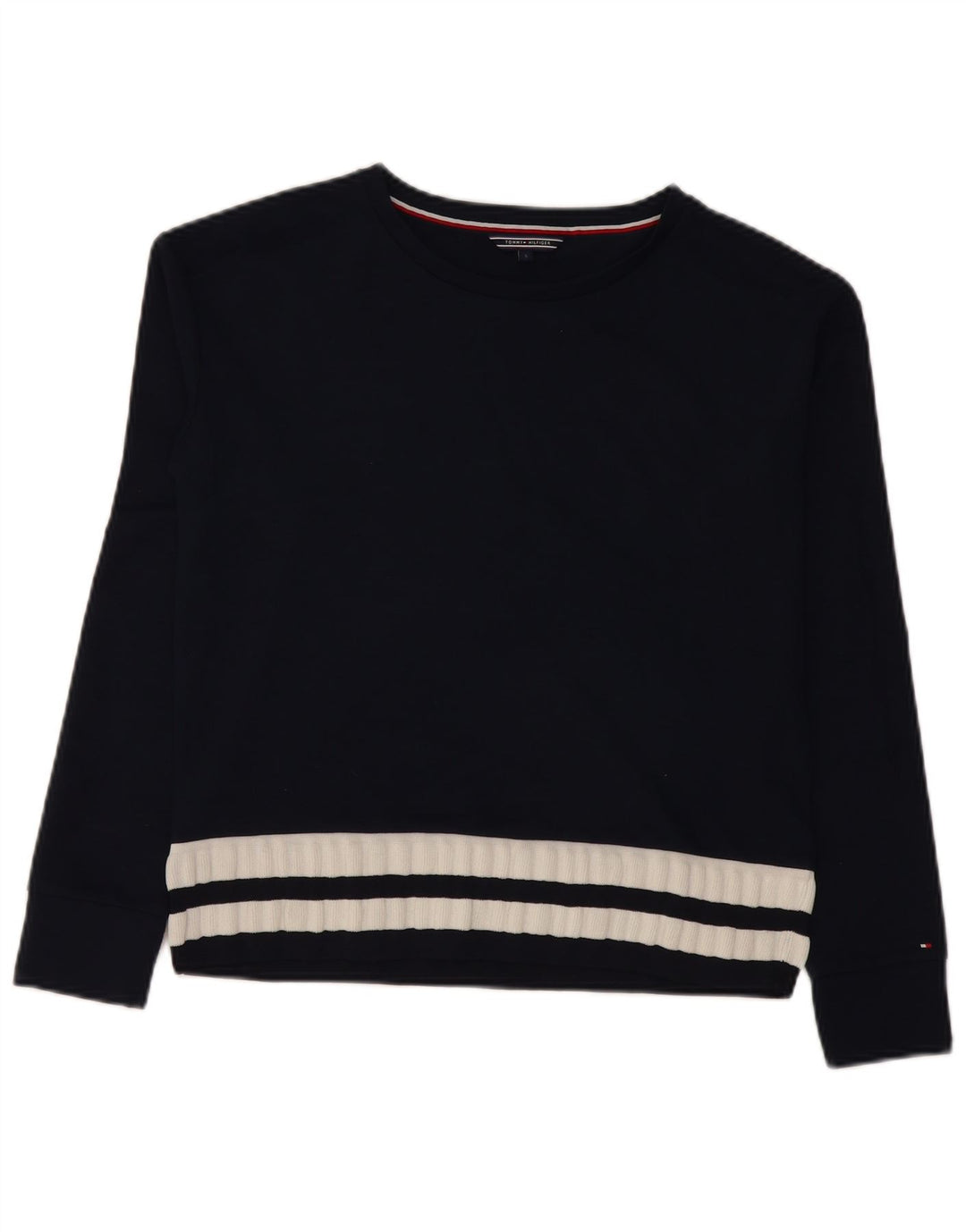 Tommy Hilfiger Dame Top Langærmet UK 10 Small Navy Blue Striped