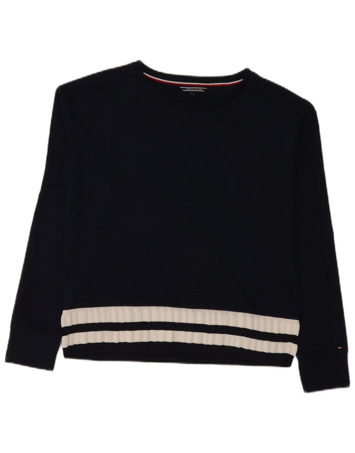 Tommy Hilfiger Dame Top Langærmet UK 10 Small Navy Blue Striped
