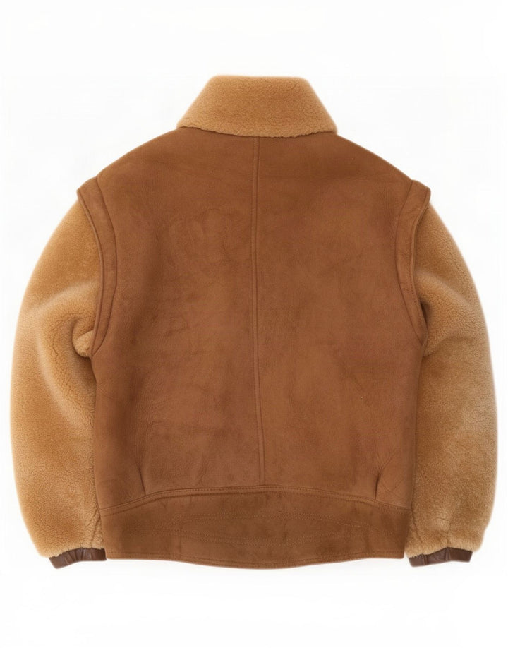 Vintage herre ruskind bomberjakke UK 40 Large Beige Colourblock