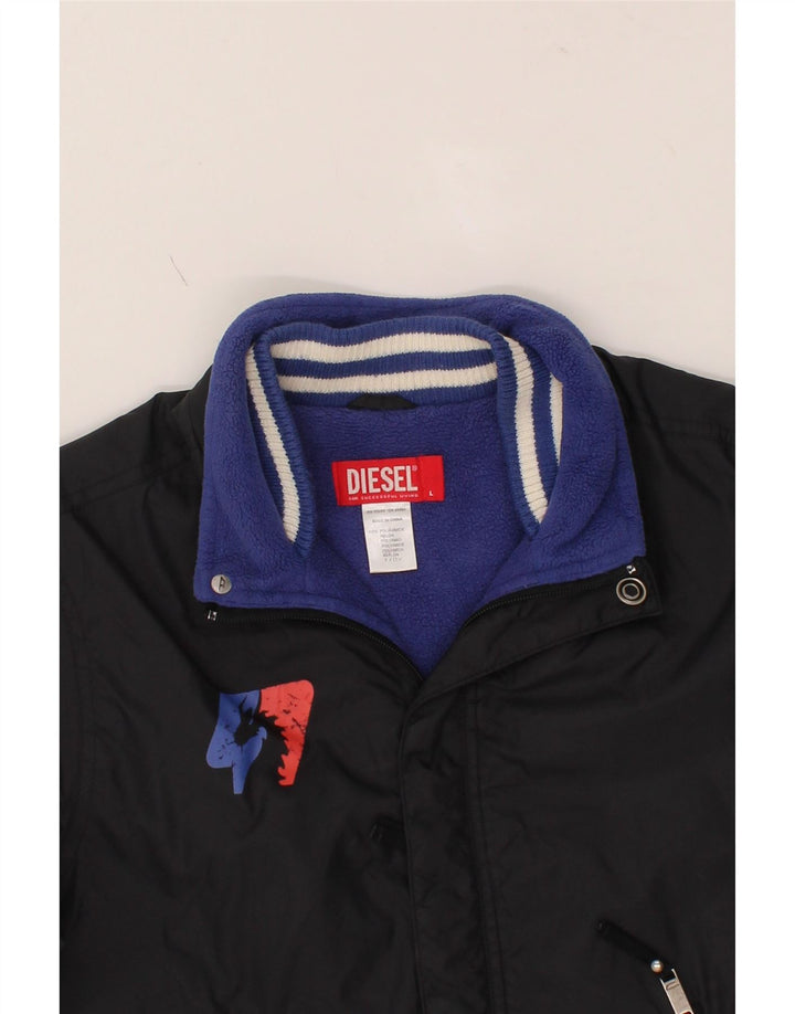 DIESEL Boys Graphic Bomber Windbreaker Jacket 11-12 Years Large Black Vintage Diesel and Second-Hand Diesel from Messina Hembry 