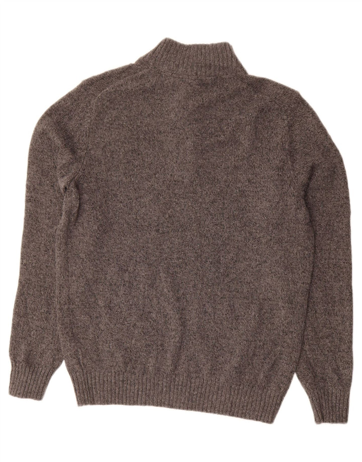 Izod Herre Button Neck Jumper Sweater Medium Grey Flecked Acryl