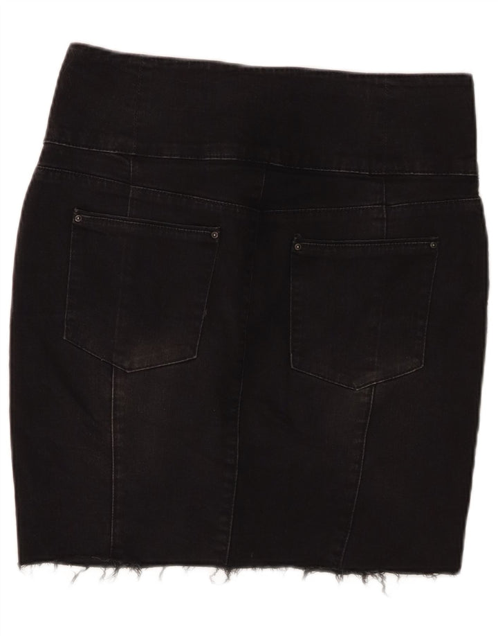 Zara Dame Mini Denim Nederdel EU 40 Medium W30 Sort Bomuld
