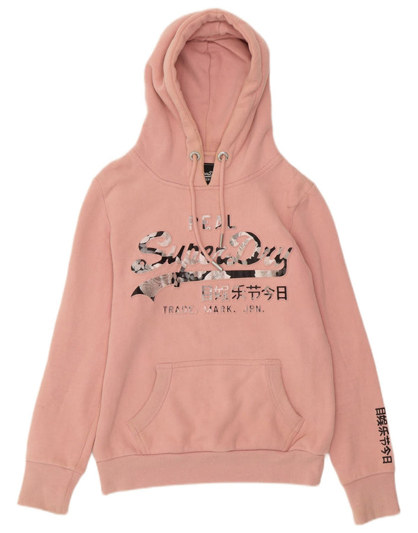 SUPERDRY Grafisk hættetrøje til kvinder UK 8 Small Pink Bomuld