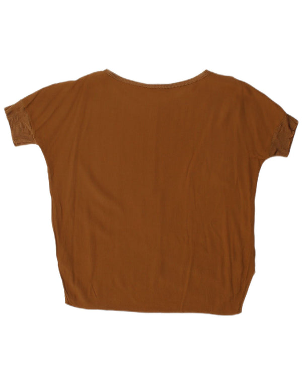 Zara Dame Asymmetrisk Bluse Top UK 14 Medium Brun