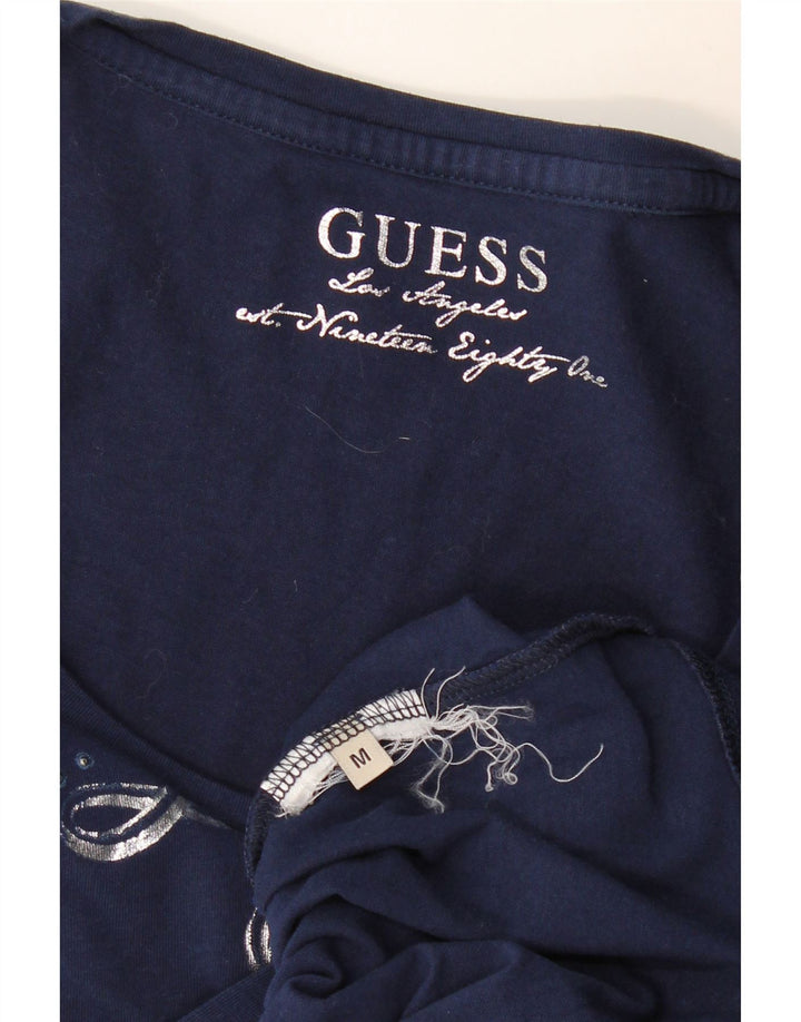 Guess Grafisk T-shirt top til kvinder UK 12 Medium Navy Blue