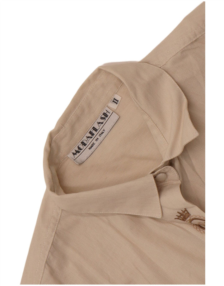 Vintage dameskjorte UK 14 Large Beige Pinstripe