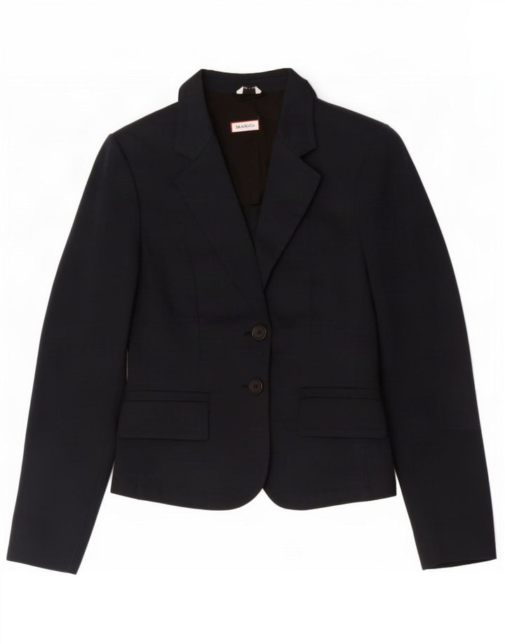 Max & Co. Dame 2-knaps blazerjakke UK 10 Small Navy Blue Cotton