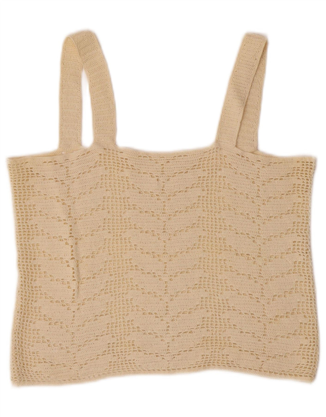 Vintage Dame Crop Hæklet Cami Top UK 10 Small Off White