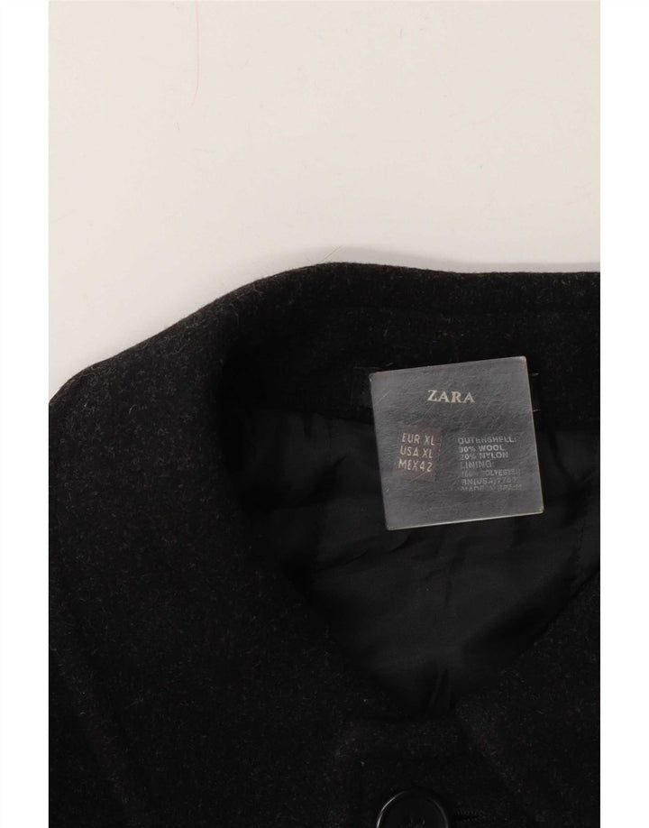 Zara Herre Overfrakke UK 42 XL Sort Uld