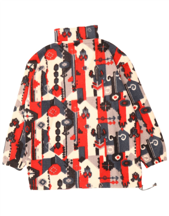 Offentlige herre lynlås hals fleece jumper medium rød geometrisk polyester