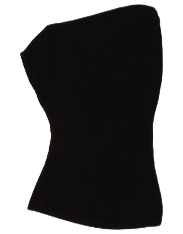 Zara Dame ærmeløs bluse Top UK 14 Medium Sort Polyester