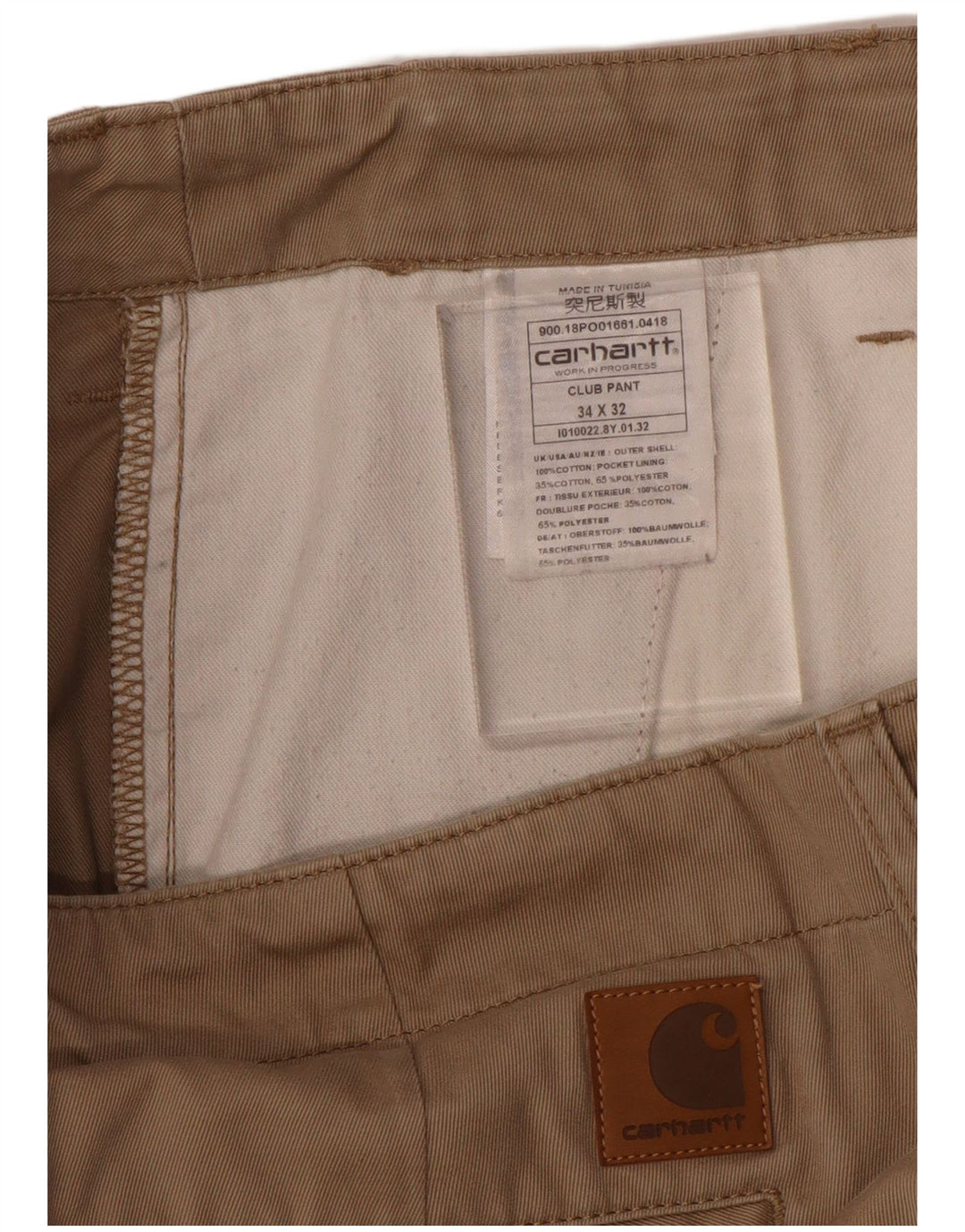 CARHARTT Herre Slim Chino Bukser W34 L32 Beige Bomuld