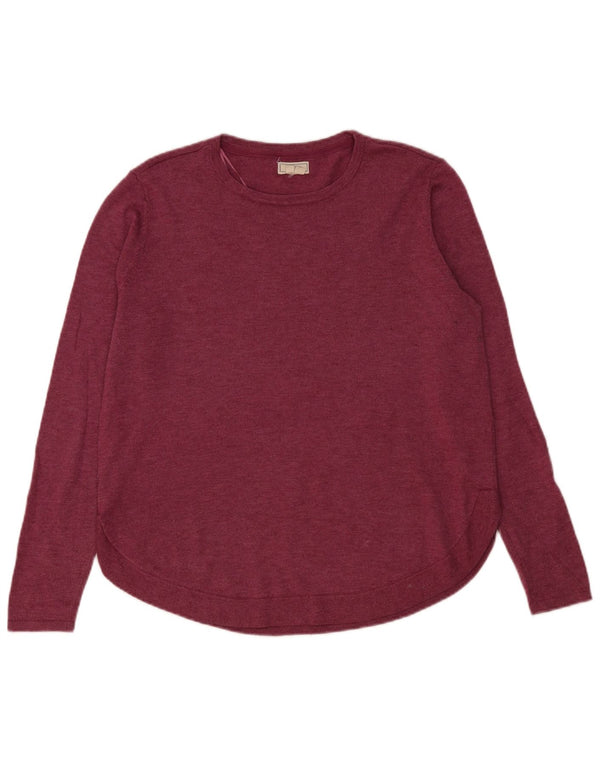 Fat Face Dame Boat Neck Jumper Sweater UK 14 Large Burgundy Polyester