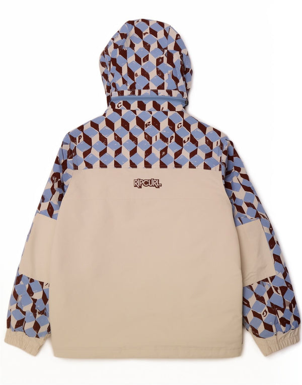 Rip Curl Herre Hooded Windbreaker Jacket UK 40 Large White Geometric Sports