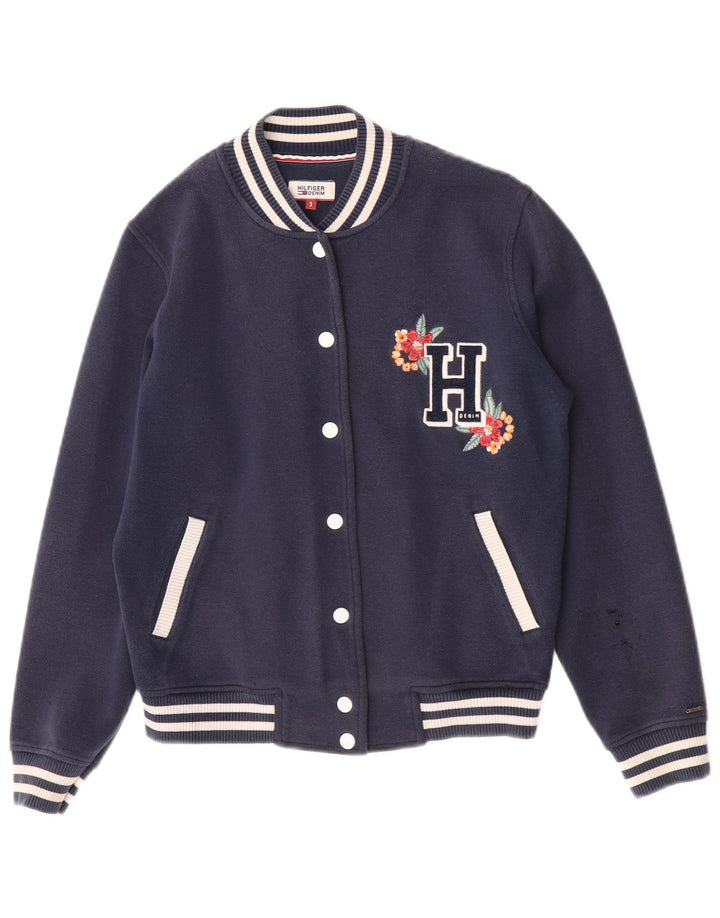 Tommy Hilfiger Dame Oversized Varsity Jacket UK 10 Small Navy Blue