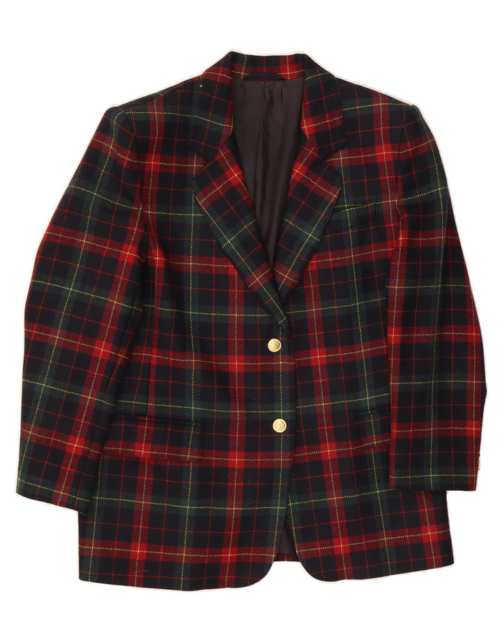 MARINA SPORT Womens 3/4 Sleeve Blazer Jacket Size 19 Small Navy Blue Plaid Vintage Marina Sport and Second-Hand Marina Sport from Messina Hembry 