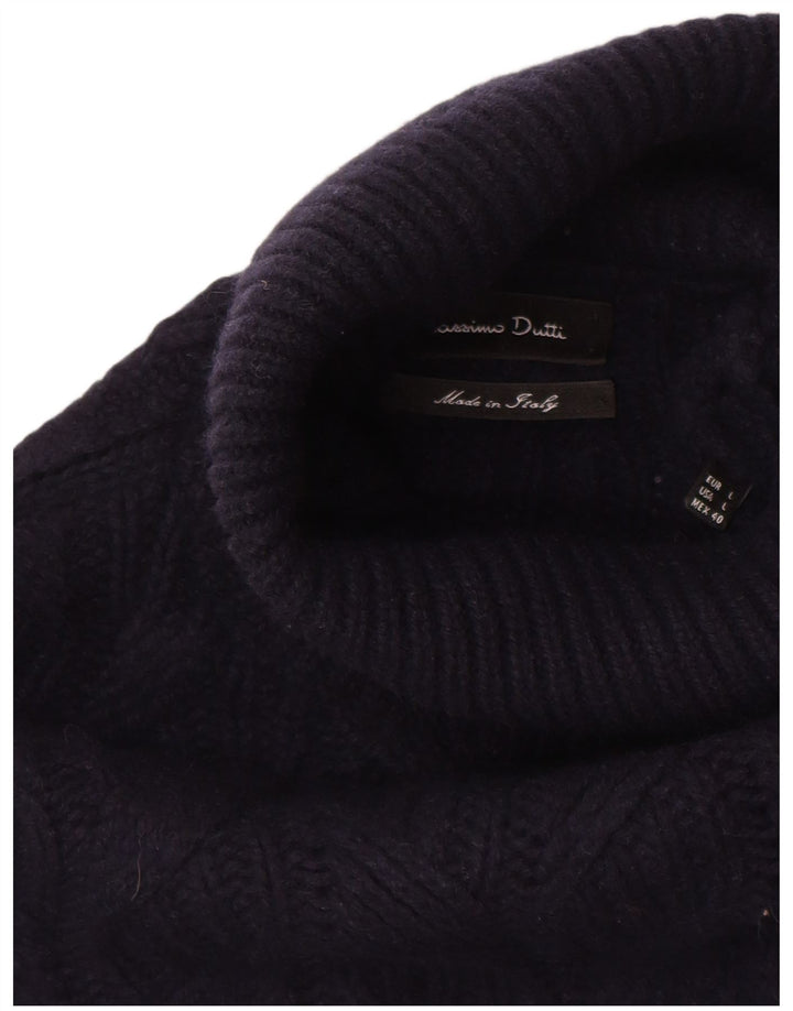 Massimo Dutti Herre Rullehalstrøje Sweater Stor Marineblå Uld