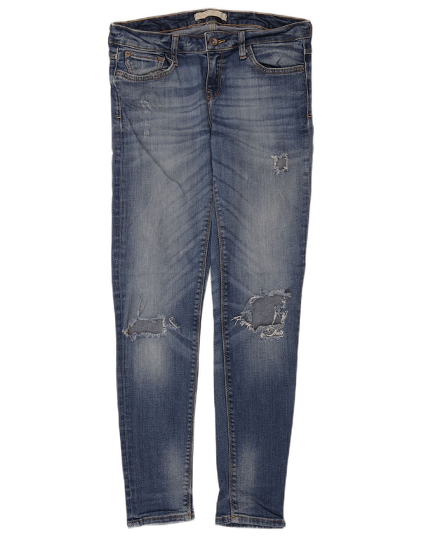 Zara Dame Distressed Skinny Jeans EU 38 Small W28 L29 Blue