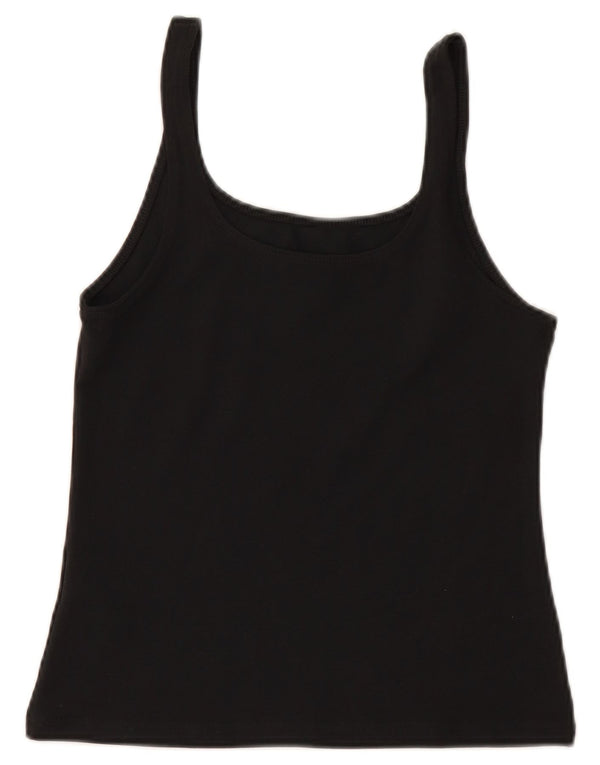 NIKE Dame Crop Cami Top UK 12 Medium Sort Bomuld