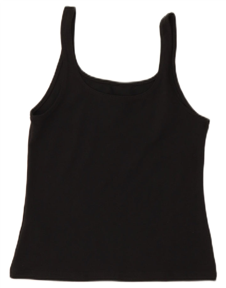 NIKE Dame Crop Cami Top UK 12 Medium Sort Bomuld