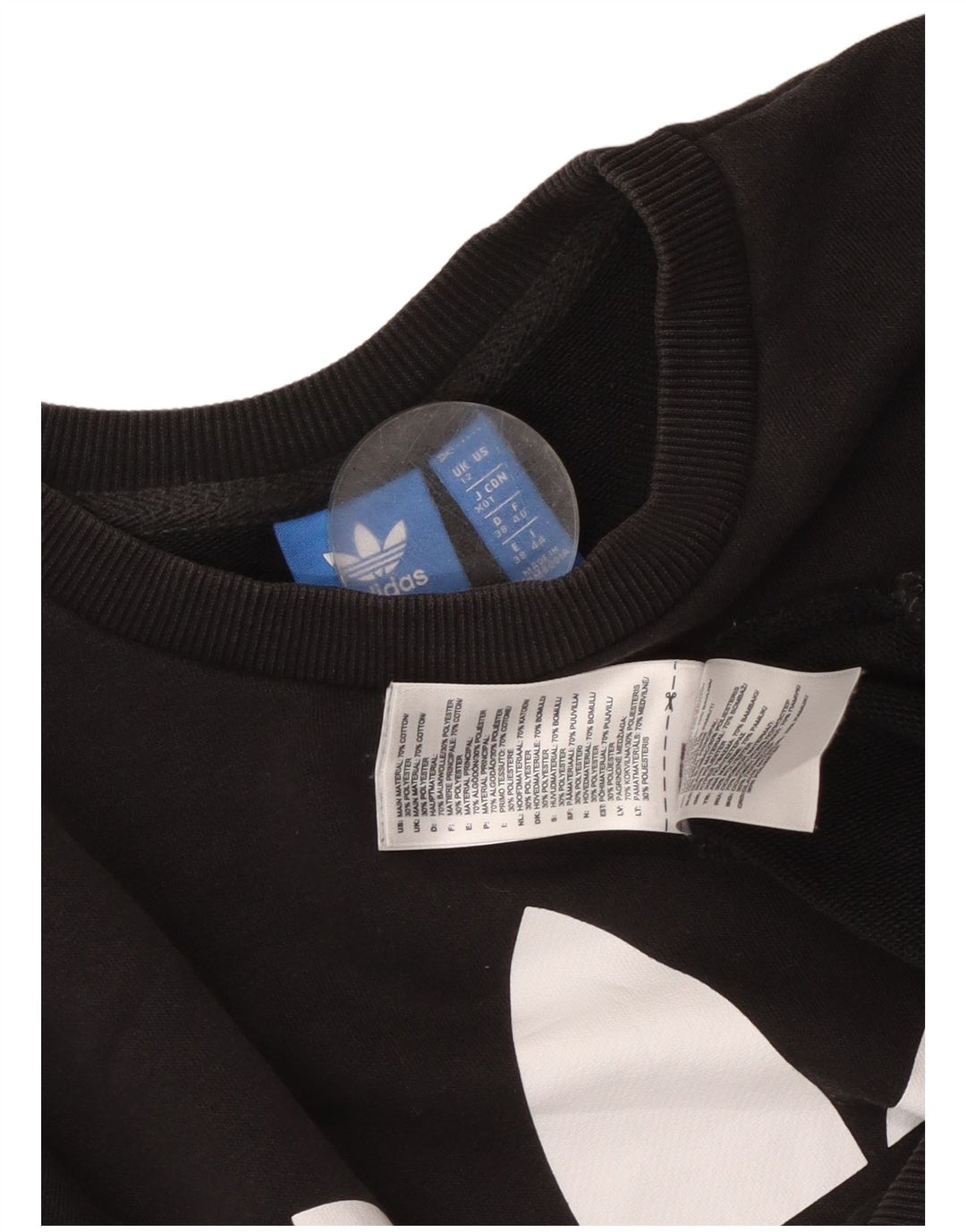 Adidas Dame Grafisk Oversized Sweatshirt Jumper UK 12 Medium Sort Bomuld