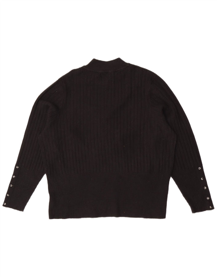 Marks & Spencer Dame Turtle Neck Jumper Sweater UK 24 4XL Sort Viscose