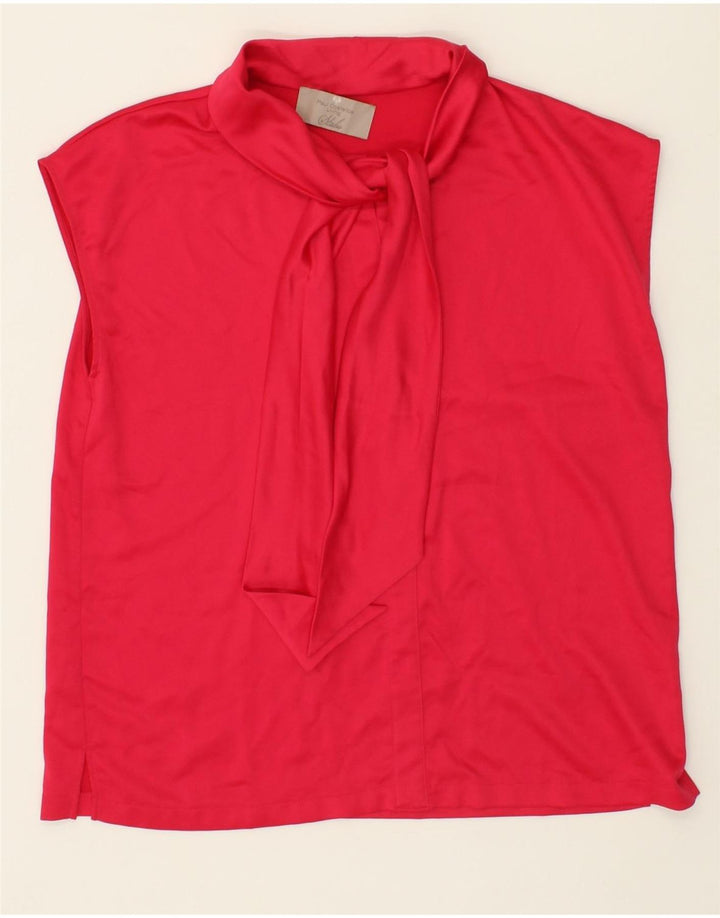 VINTAGE Womens Front Tie Blouse Top UK 14 Medium Red Polyester Vintage Vintage and Second-Hand Vintage from Messina Hembry 