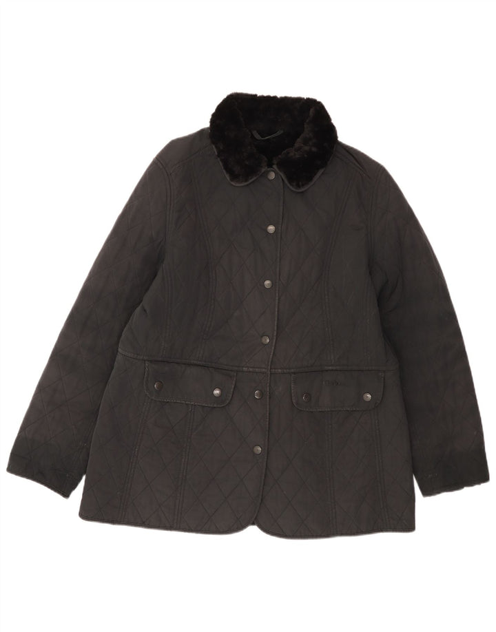 BARBOUR Quiltet jakke til kvinder UK 14 Medium Sort Polyester