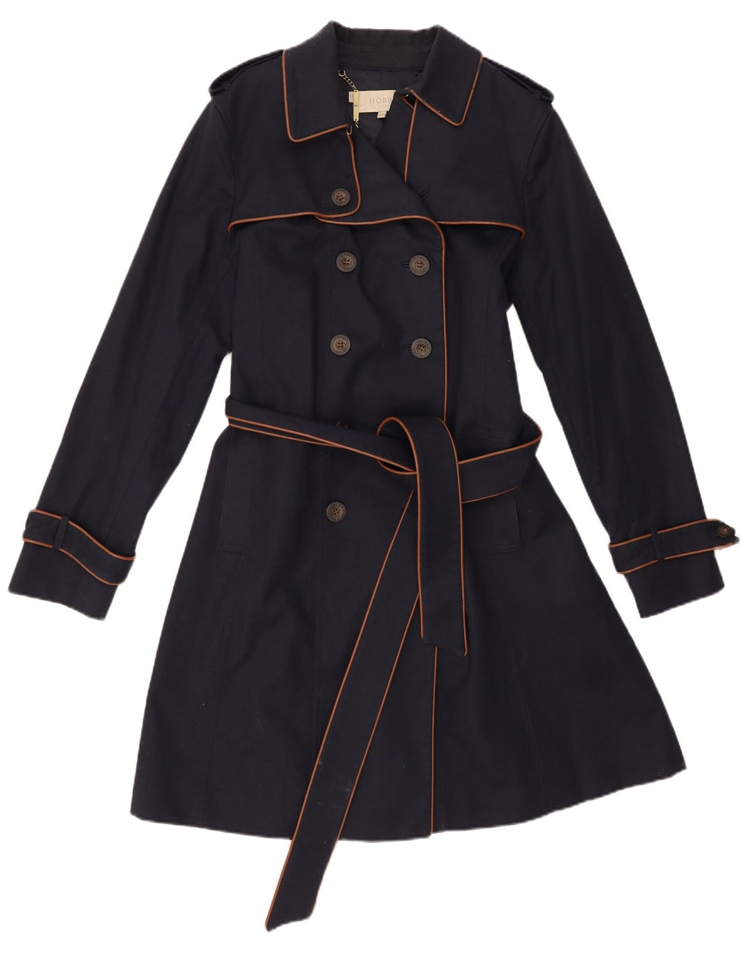 Hobbs Dame Trench Coat UK 16 Stor Marineblå Bomuld
