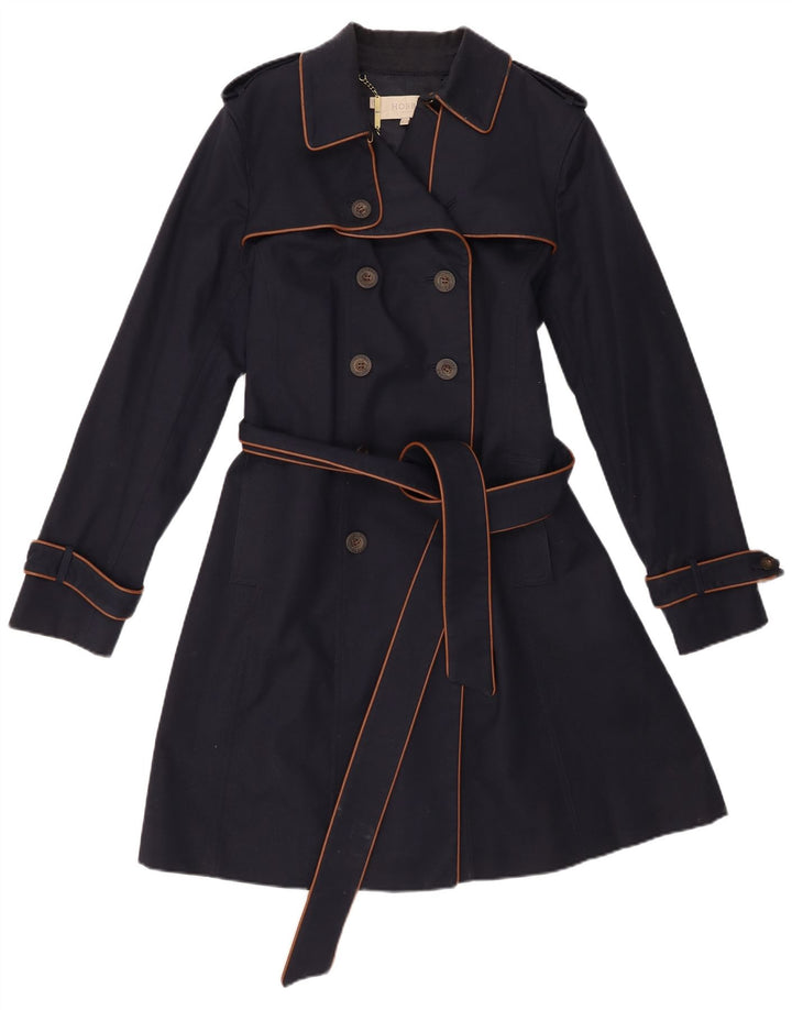 Hobbs Dame Trench Coat UK 16 Stor Marineblå Bomuld
