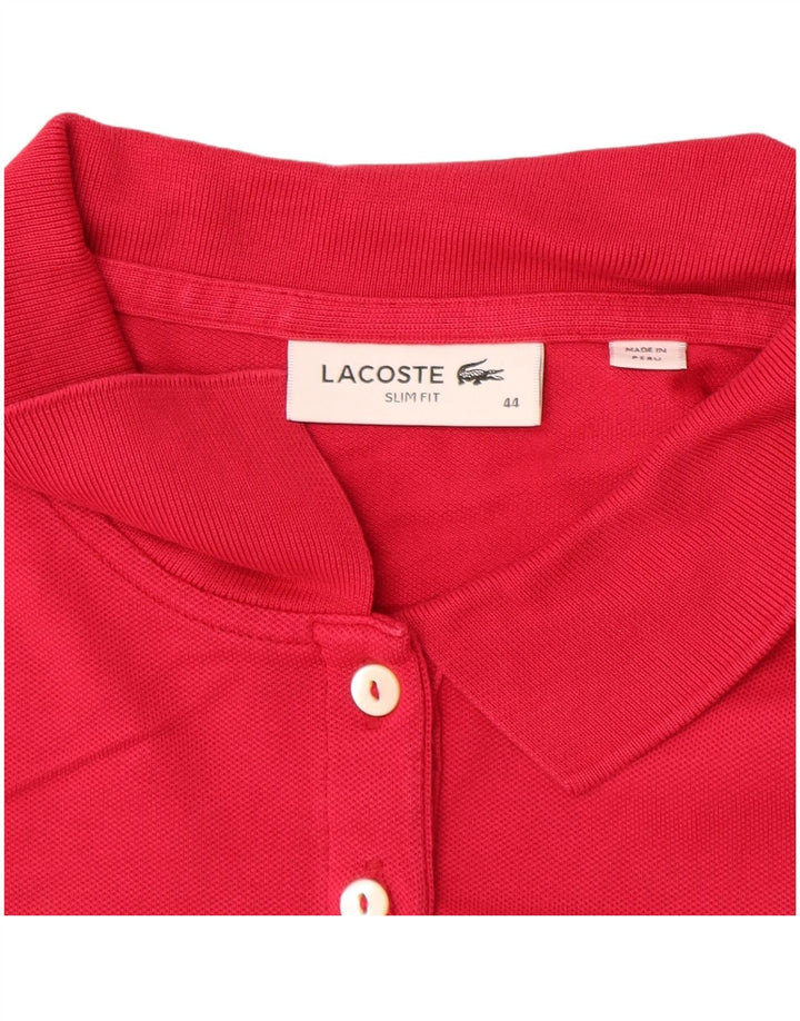LACOSTE Slim Fit langærmet poloshirt til kvinder størrelse 44 Large Pink Bomuld