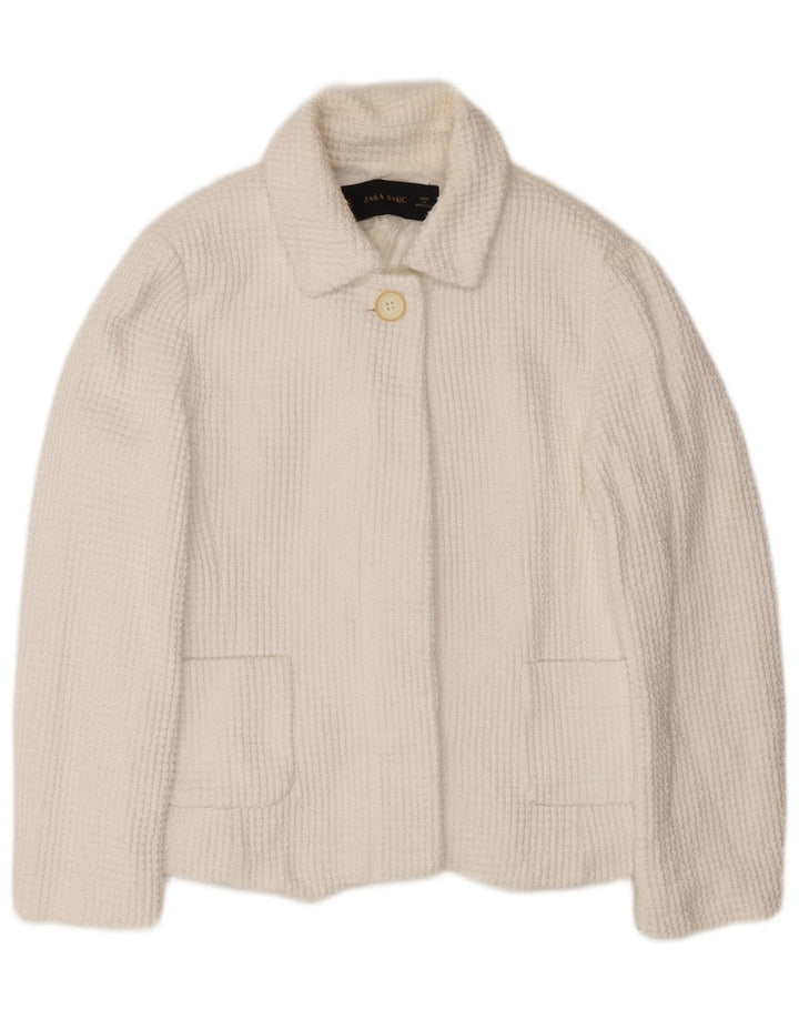 Zara Dame 1 Knap Blazer Jacket UK 12 Medium White