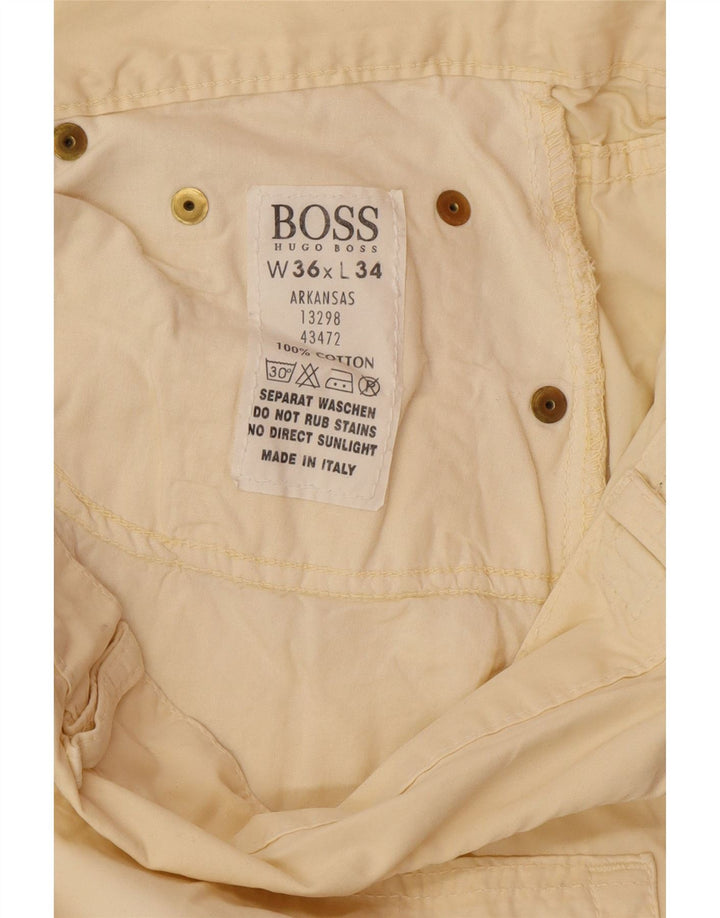HUGO BOSS Herre Arkansas Straight Casual Bukser W36 L34 Off White Bomuld