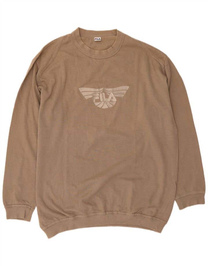 Fila Herre Grafisk Sweatshirt Jumper Stor Beige Bomuld