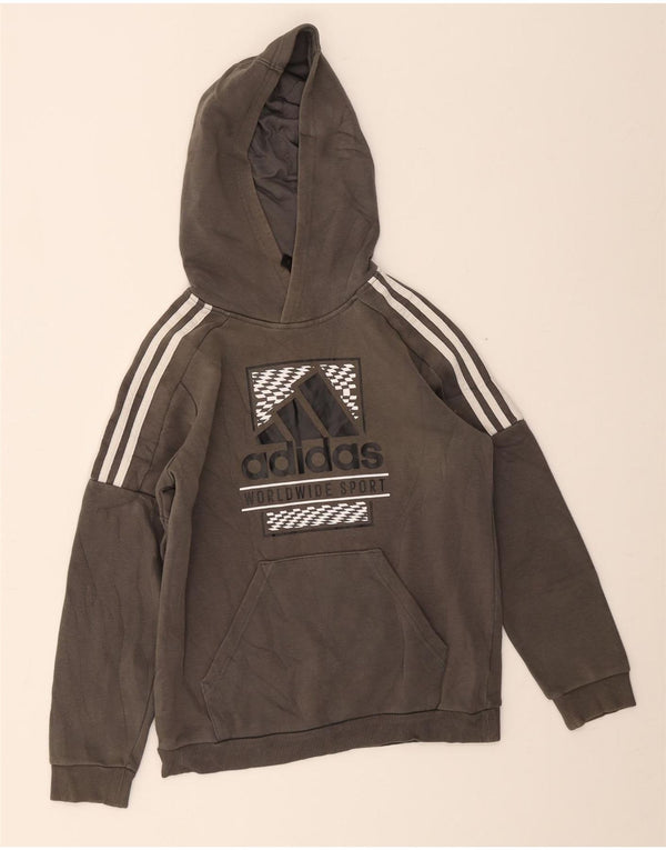 Adidas Grafisk hættetrøje til drenge 11-12 år Grå bomuld