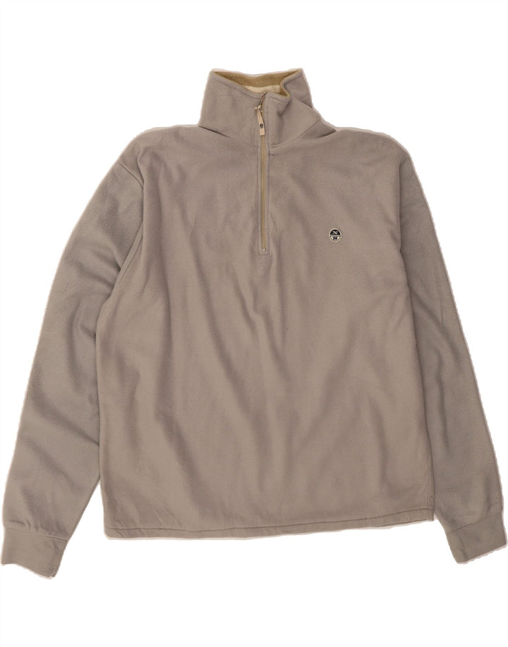 NORTH SAILS Mens Zip Neck Fleece Jumper Medium Grey Polyester Vintage North Sails and Second-Hand North Sails from Messina Hembry 