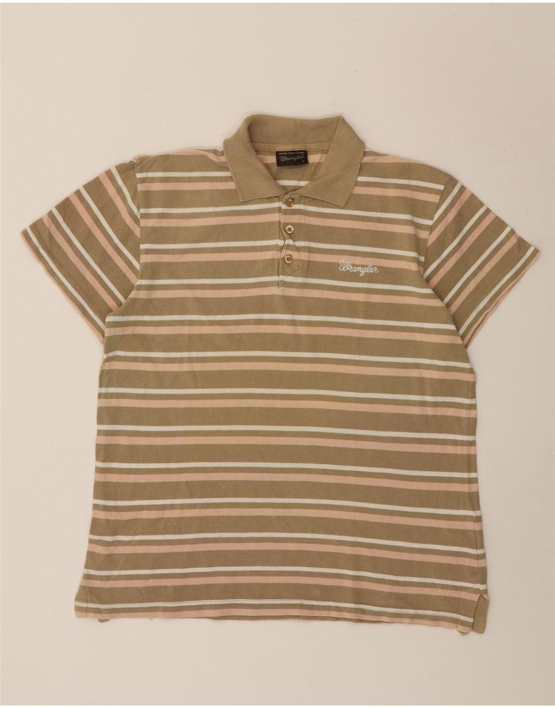 Wrangler Poloshirt til mænd Stor Khaki stribet bomuld