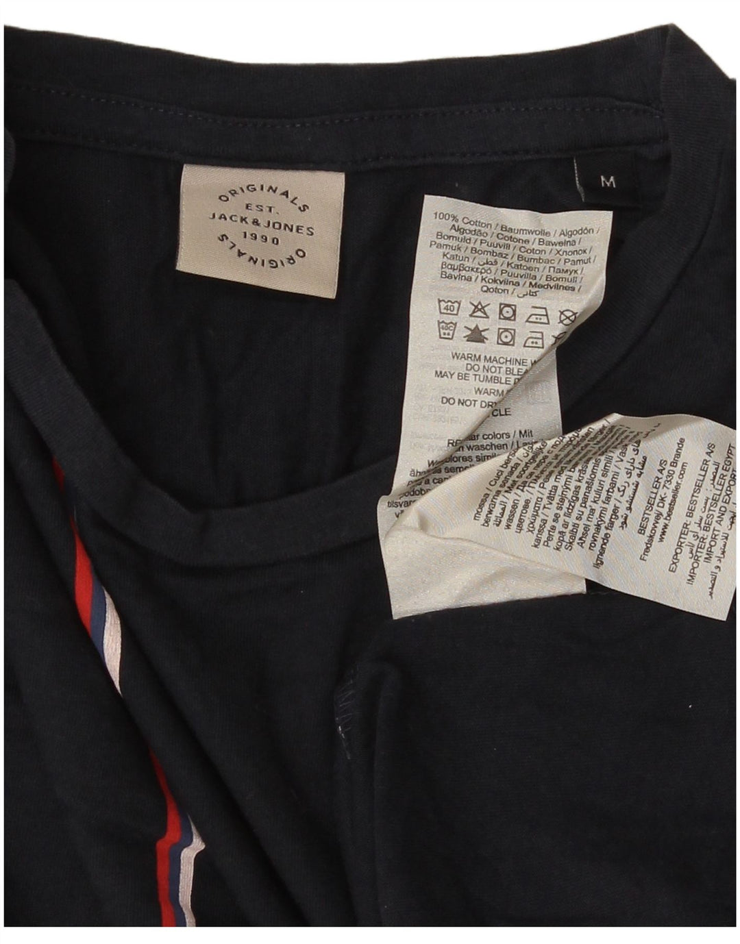 Jack & Jones herre T-shirt top mellem marineblå stribet bomuld