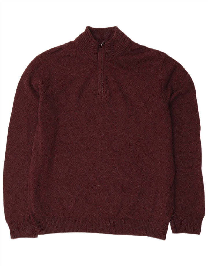Marks & Spencer Herre sweater med lynlåshals Stor Bourgogneuld