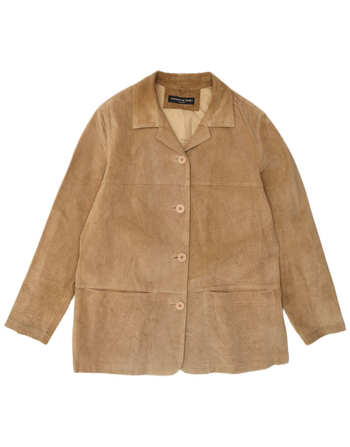 Vintage dame ruskindsjakke IT 42 Medium Beige Læder