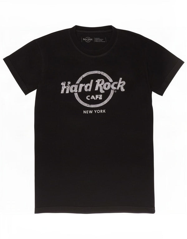 Hard Rock Cafe Womens New York Graphic T-Shirt Top UK 12 Medium Black